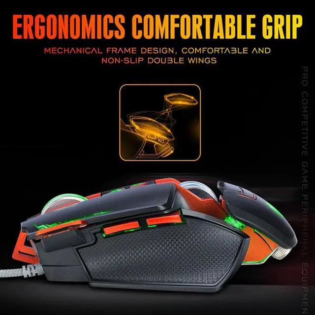 Alt view image 4 of 5 - NEW V9 USB Wired Programmable Gaming Mouse 3200DPI Adjustable Backlight 8 Custom Button Mechanical Gaming Mice for Pro Gamer/LOL
