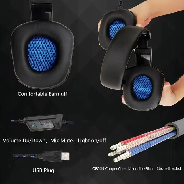 Alt view image 5 of 5 - SY860MV 7.1 USB Gaming Head-mounted Headphone With Mic Bass Stereo LED Light Over Ear Computer Phone Gamer Cascos For XBOX PS4