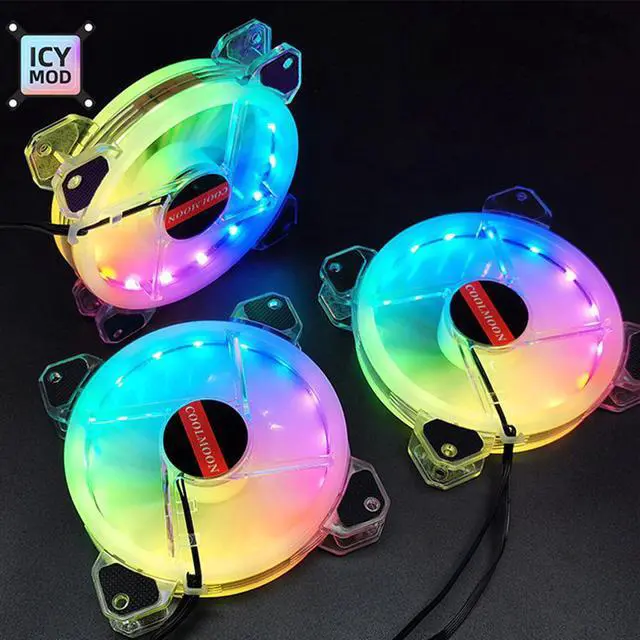 Alt view image 2 of 5 - RGB Fan 12CM PC Cooler 120MM Music Rhythm Colorful Chassis Silent Fan Kit Control Water Cooler For MOD A-RGB AURA