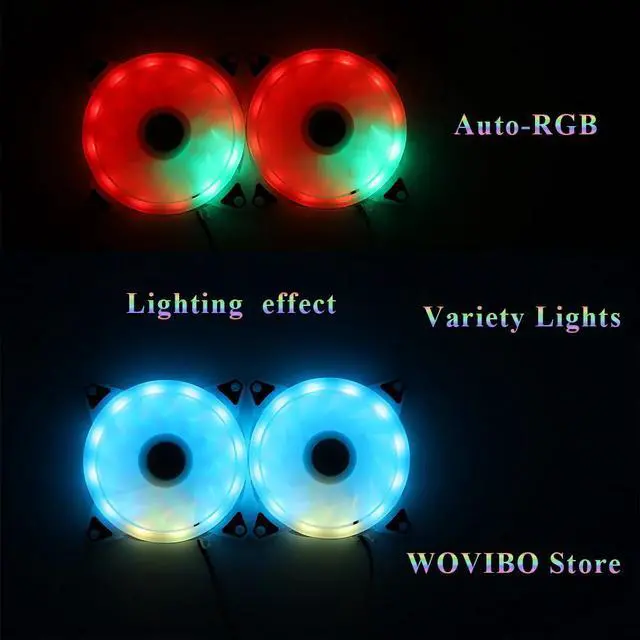 Alt view image 4 of 5 - 120mm RGB Case Fan Cooler Computer Cooling Case Fans 3PIN D-Type 4PIN Colorful LED Lamp Fan cooler Radiator Heatsink Auto RGB