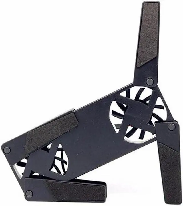 Alt view image 4 of 5 - Desk Support Dual Cooling Fan Notebook Computer Stand Foldable USB Rack Holder Black  Accessories  Cooler
