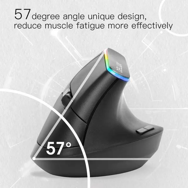 Alt view image 3 of 6 - Delux M618C Wireless Mouse Ergonomic Vertical 6 Buttons Gaming Mouse RGB 1600 DPI Optical Mice With For PC Laptop