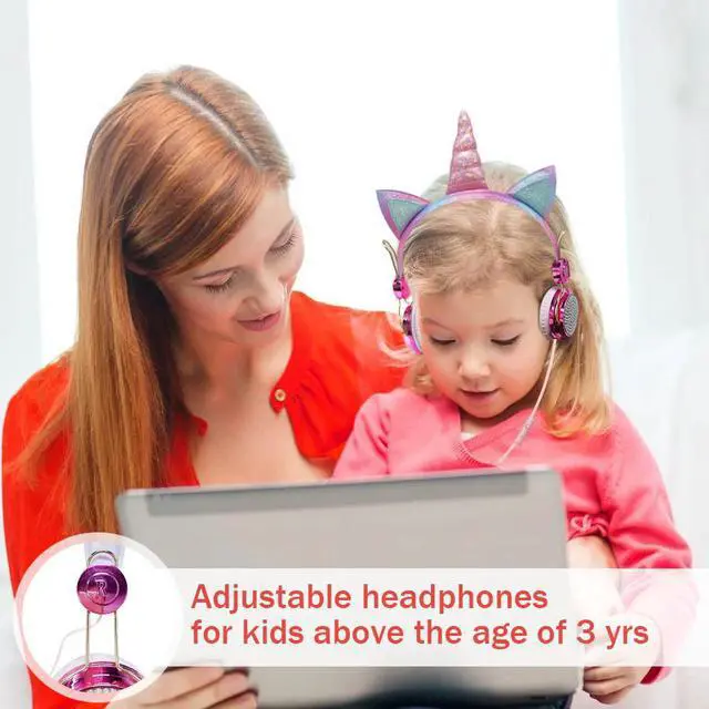 Alt view image 2 of 5 - Bluetooth 5.0 Kids Headphone With Mic Cute Earphone Girls Music Helmet Laptop Mobile Phone Gaming Headset Children Gifts
