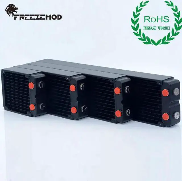 Alt view image 3 of 4 - computer pc water cooler copper radiator double layers 45MM thick copper fins G1/4 ROHS certification. TSRP-HP45-240