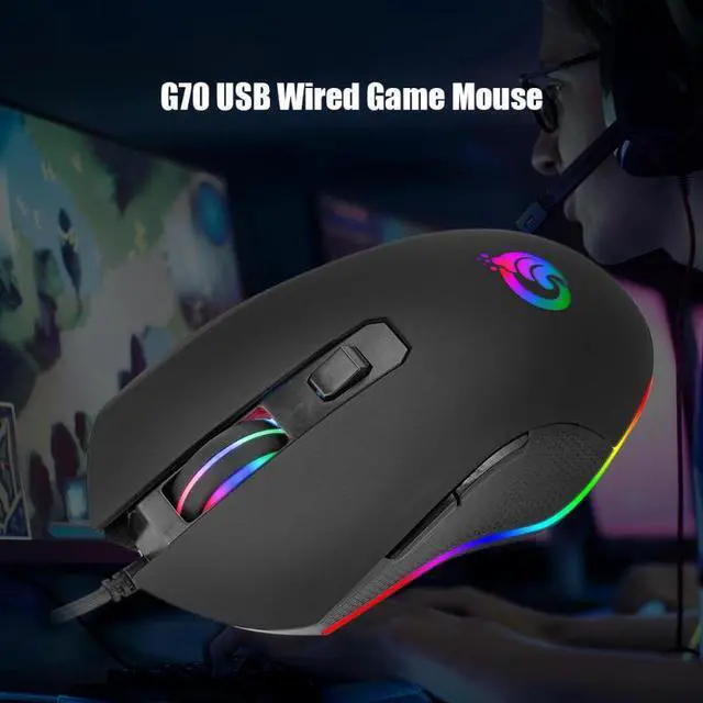Main image of Sale Wired Mouse Delicate Design G70 Wired RGB Gaming Mouse 6 Buttons 3200DPI Adjustable Optical Ergonomic Mouse Fashion New