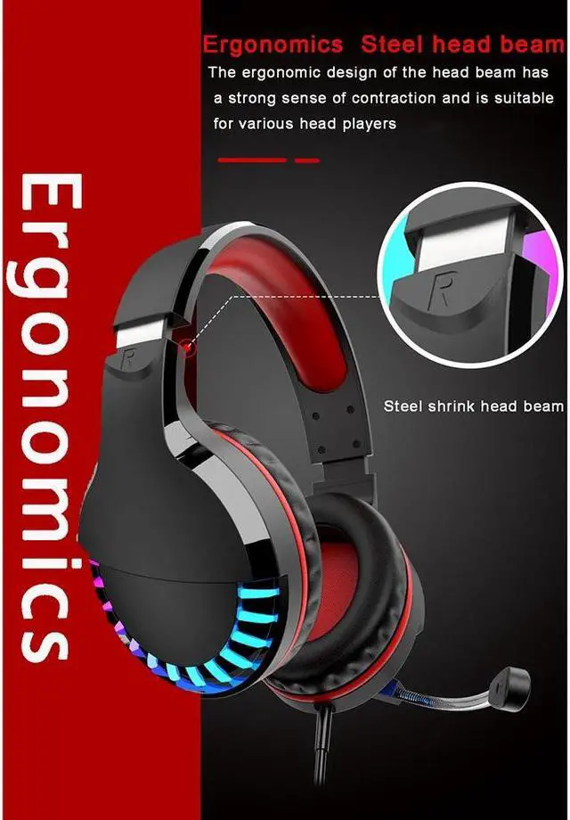 Alt view image 3 of 5 - Wired Headphones Gaming Earphones Colorful Headset Glowing Stereo Gaming Headset Headphone With Mic for PC Copputer