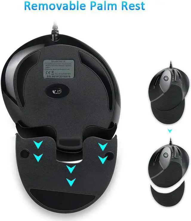 Alt view image 3 of 5 - M618 Ergonomic Vertical Mouse Wireless 6 Button 600/1000/1600 DPI USB Optical Mause Computer Gaming Mice For Laptop PC