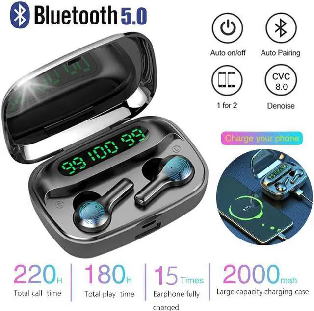 Alt view image 2 of 5 - Bluetooth Earphone Wireless Headphone Sports terproof Earbuds 2000mAh Power Bank Headsets with Microphone For PC/Phone