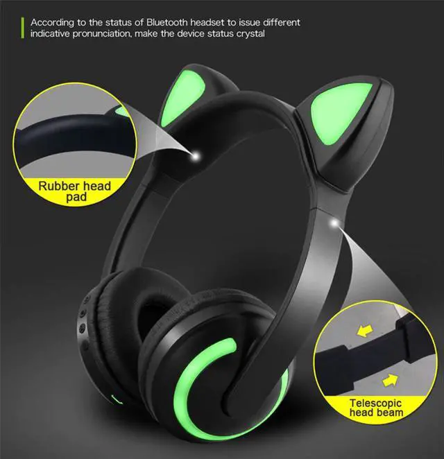 Alt view image 2 of 5 - Glowing Cat Ear Headphones Colorful Led Light Wireless Stereo Headset Computer Phone Gaming Headphone For Women Gifts