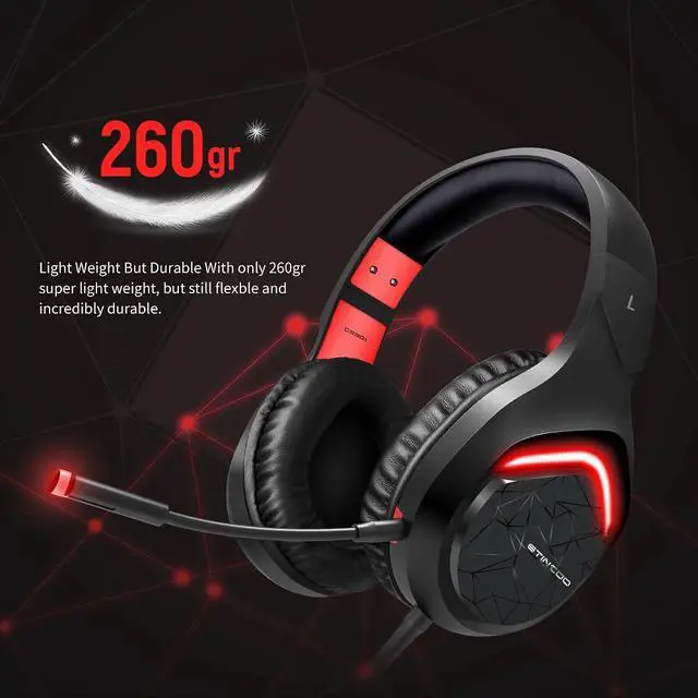 Alt view image 2 of 5 - wired gaming headset with microphone over the ear LED studio headphones Gamer wired type c earphone 3.5mm Plug
