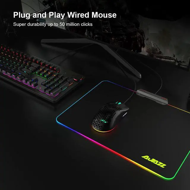 Alt view image 5 of 5 - AJ390 Gaming Mouse 7 Keys Honeycomb Hollow Design 69g Lightweight Wired Mouse 6 Colors LED Light 16000DPI Adjustable ABS