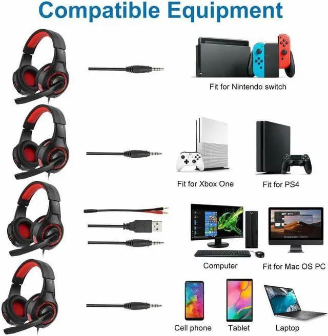 Alt view image 4 of 5 - Wired Headphones 3D Stereo Earphone With Mic Headset For PC Laptop For Switch PS4 Slim Pro Xbox One Gaming Headset Hot