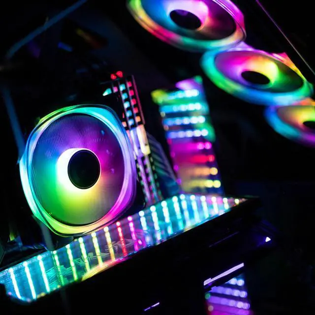 Alt view image 5 of 5 - FR-701 5V ARGB PC Cooling Fan LED PC Case Fan 120mm 9 Blade Addressable RGB Lighting PWM Chassis Cooling Fan for computer