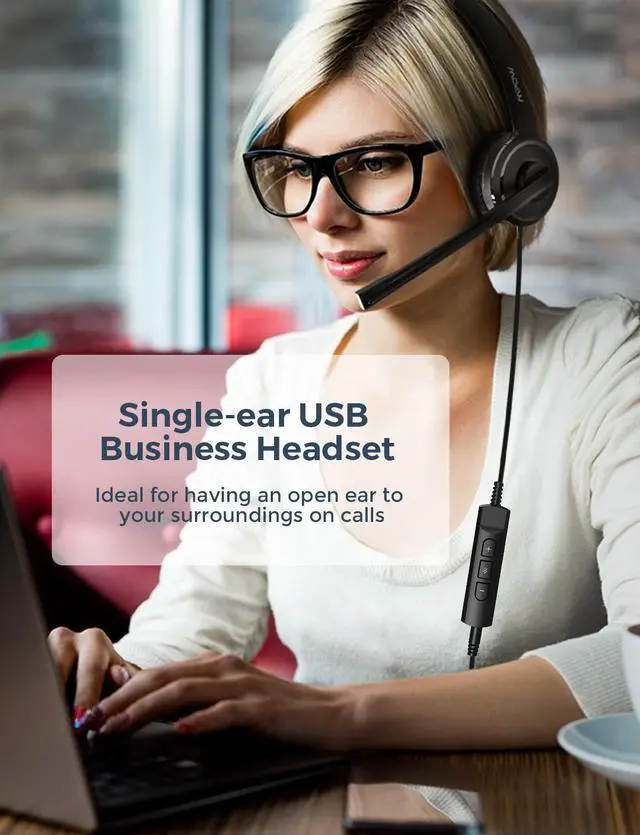 Alt view image 5 of 5 - Office Headset With Microphone USB Wired Line 2.4M Noise Cancelling Stereo 3.5mm Headphone For Mobile Phone PC And Notebook