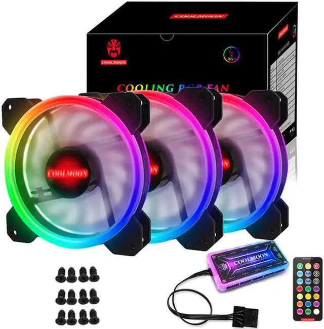 Alt view image 2 of 5 - 120mm PC Computer RGB Adjust LED Fan Cooler 12V 6Pin Quiet Cooling Remote Heatsink Silent Gaming Case Cooler Fan With Controller
