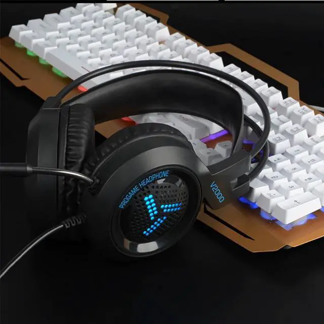 Alt view image 3 of 5 - Headset Stereo Deep Bass Game Headphone with Mic for Computer Profession Gamer 7.1 USB Channel Surround Sound V2000