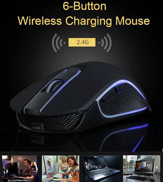 Alt view image 4 of 5 - X9 Wireless Mice Silent Gaming Mouse 2400DPI LED Backlit USB Optical Ergonomic Mouse Mause Gamer Raton Inalambrico