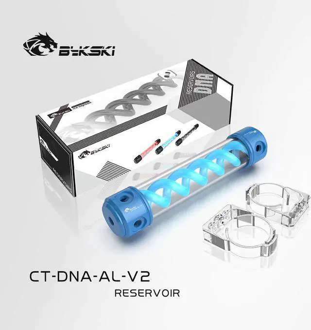 Main image of 260mm X 50MM Acrylic Double Helix T-Virus Cylindrical Water-Coolant Cooler Tank 6 holes Reservoir Cover RGB/A-RGB Light