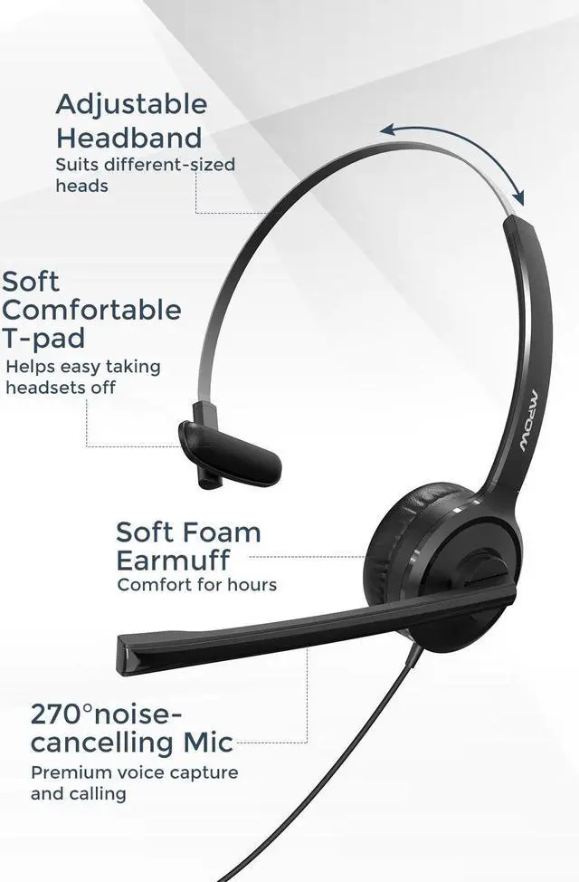 Alt view image 2 of 5 - Office Headset With Microphone USB Wired Line 2.4M Noise Cancelling Stereo 3.5mm Headphone For Mobile Phone PC And Notebook