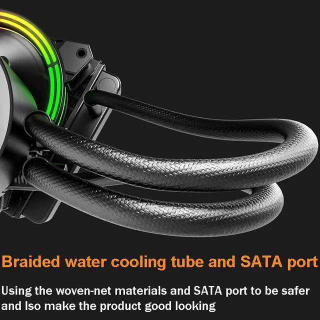 Alt view image 4 of 5 - CPU Cooler PC Case Water Liquid Cooling AIO Cooler Radiator 240mm RGB fan Sync for AMD Ryzen/LGA 2066/2011/155X