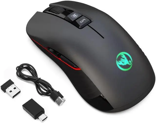 Alt view image 2 of 5 - T30 Black Wireless Gaming Mouse 3600 DPI Adjustable 7-Color Light Gaming Backlight Rechargeable Mouse With TYPE-C Apter