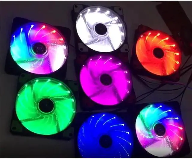 Alt view image 3 of 5 - 2PCS Computer 16DB Ultra Silent 15 LEDs Case Fan Heatsink Cooler Cooling, 12CM Fan,12VDC 3P IDE 4Pin Purple