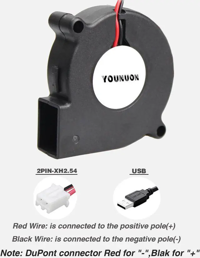 Alt view image 3 of 5 - 2 Pieces 5015 50mm DC 24V 12V 5V Ball/Sleeve Brushless Cooling Turbine Blower Fan 50mm x 15mm Blower Cooler Fan for 3D Printer