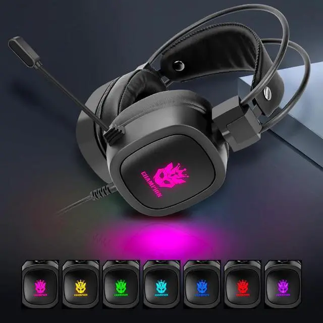 Alt view image 4 of 5 - Headset 7.1 Virtual 3.5mm Wired Headset RGB Light Game Headphones Noise Cancelling with Microphone for Laptop PS4 Gamer