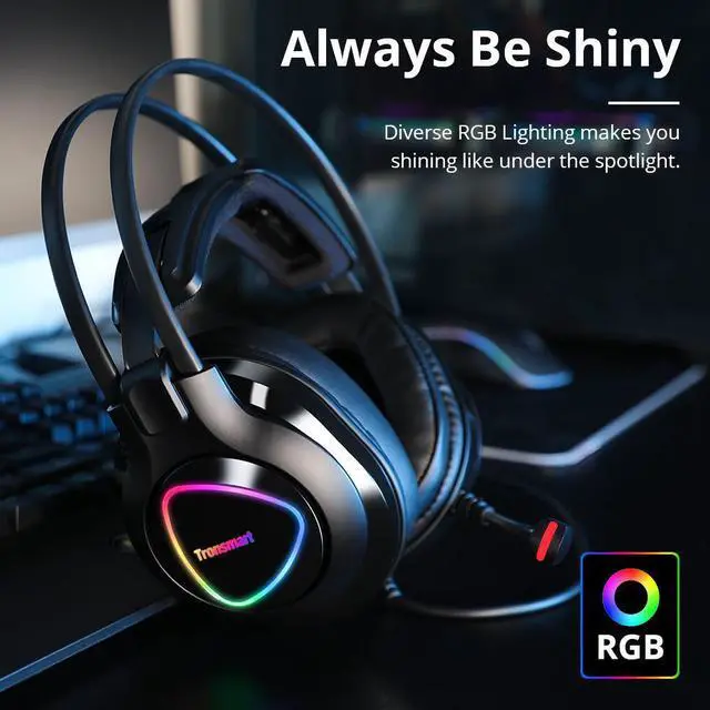 Alt view image 3 of 5 - [NEW]  Glary Alpha Gaming Headset with Colorful LED Lighting Noise cancelling 3.5mm + USB Port for Nintendo Switch/PS4