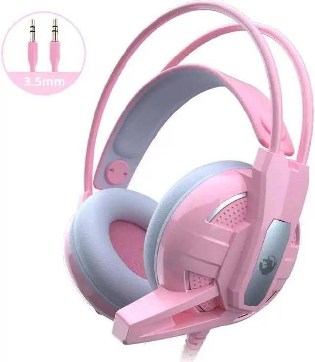 Main image of 3Types Pink Gaming Headphones Wired Girl Stereo Large Headphone Noise Canceling Headphone With Microphone 3.5mm For PC For PS4