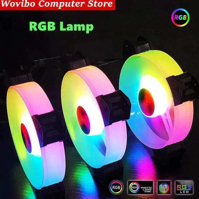 Alt view image 3 of 5 - Case Fan RGB Fans adjustable Colorful Lamp Light for Intel AMD radiator Mute PC 120mm Case Fan adjust Cooler Fan
