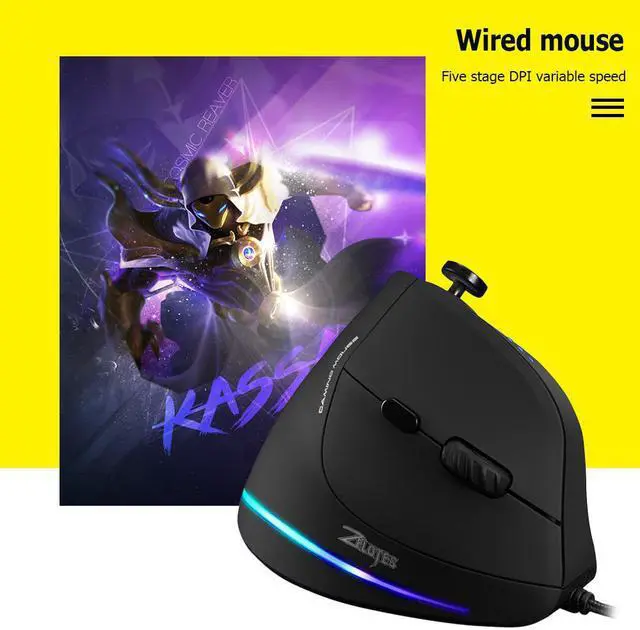 Alt view image 3 of 5 - C-18 profession Gaming Mouse 10000 DPI Adjustable Vertical Mouse 11 Buttons RGB Optical Ergonomic Gaming USB Wired Mice