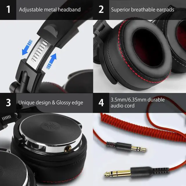 Alt view image 4 of 5 - DJ Professional Studio Headphone Monitors DJ Wired Headset Over Ear Studio Headphones Wired Stereo Earphone For Phone Computer