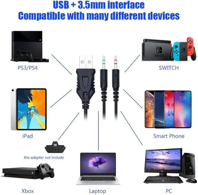 Alt view image 4 of 5 - Computer Stereo Gaming Headphones Earphones Back-light Game Headset for Mobile Phone PS4 Xbox PC Gamer with Microphone