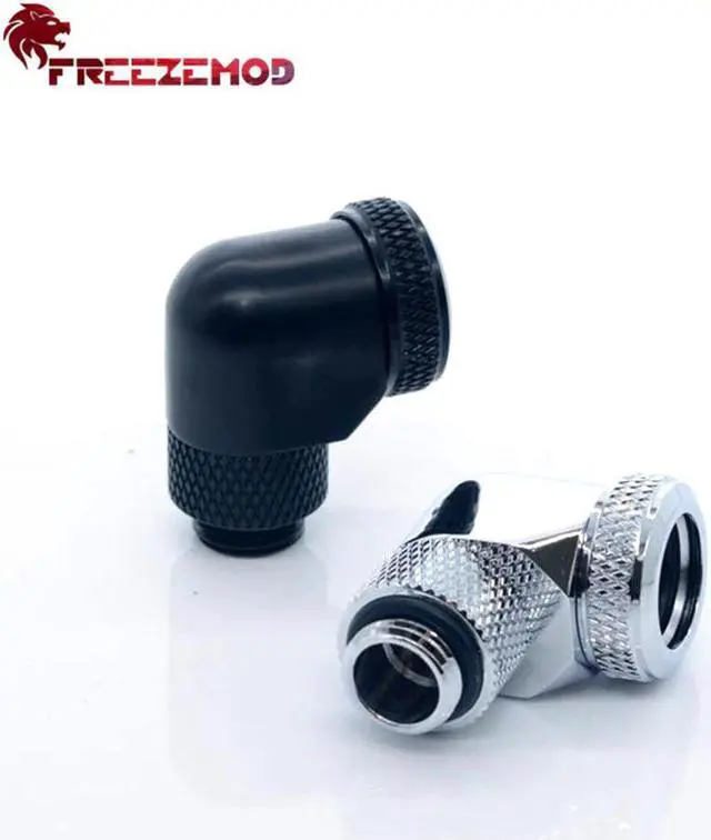 Main image of Female-Male 90 Degree Brass Thread 360 Rotary Fitting Adapter 14mm tube G1/4 Elbow Thread Water Cooler Fitting Modding