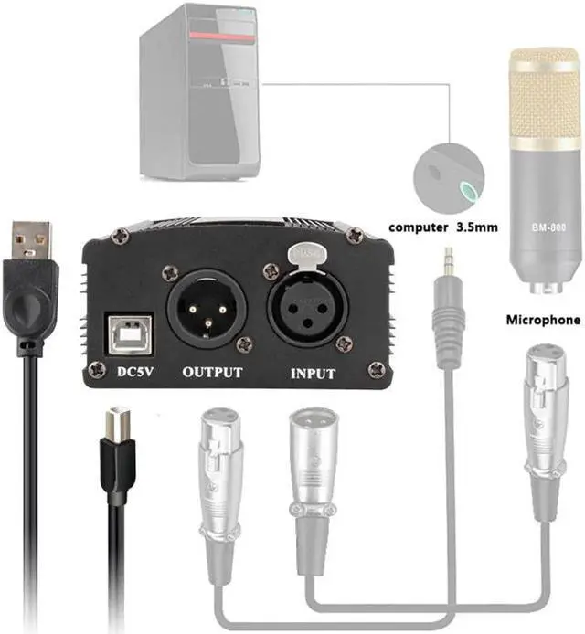 Alt view image 4 of 5 - 48V Phantom Power for bm 800 Condenser Microphone bm800 Karaoke Studio Microphone Xlr Cable bm-800 Phantom Power Sound Card