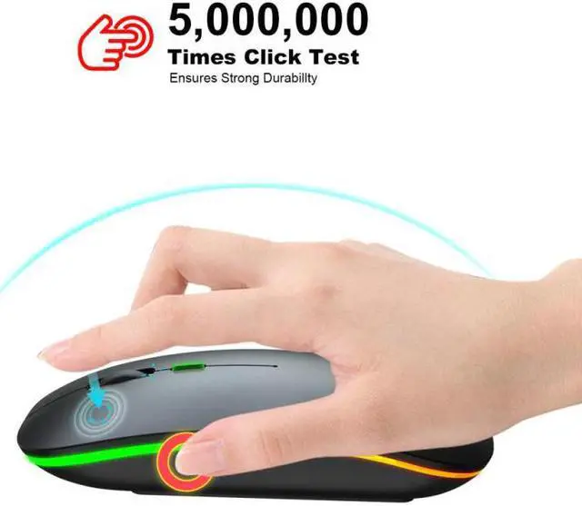 Alt view image 4 of 5 - 2.4G LED Glow Backlit Bluetooth 5.1 Dual Mode Silent Wireless Mouse Ergonomic Optical Gaming Mouse Desktop PC Laptop Mouse