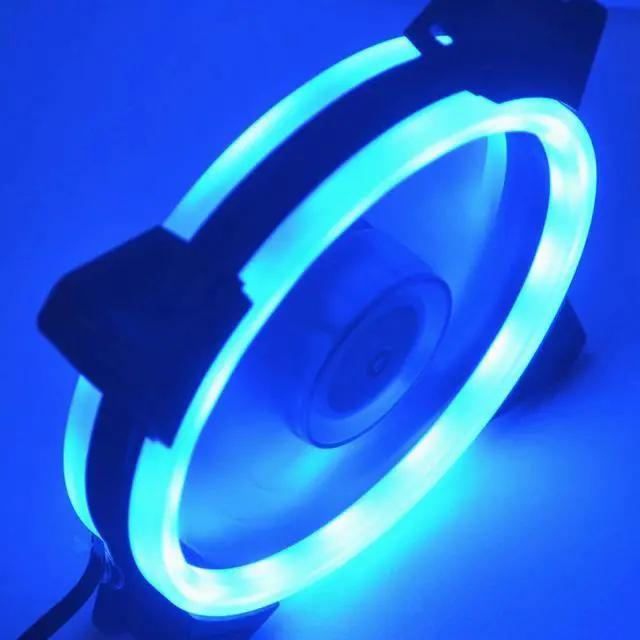 Alt view image 3 of 5 - Computer Fan 120mm 15LED Dual Aperture Silent PC Computer Case Cooling Fan 120x120x25mm Cooler Fluid-Bearing RGB Fans