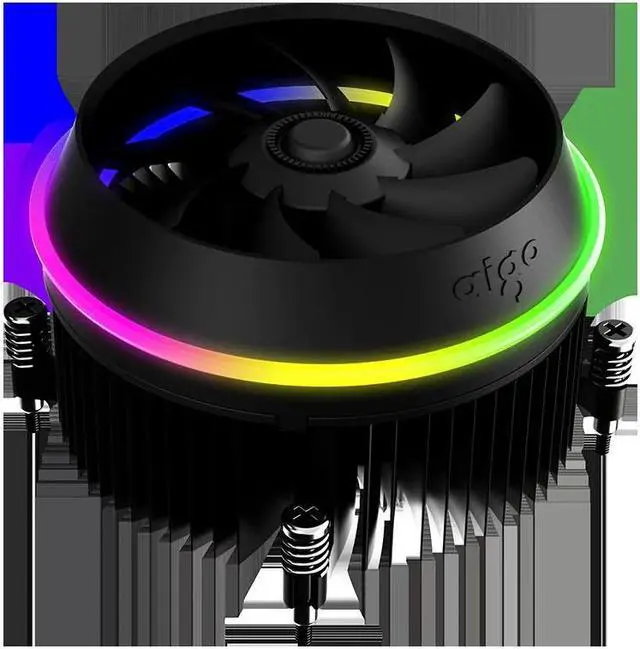 Alt view image 5 of 5 - shadow Aluminum CPU RGB Radiator Cooling Cooler 100mm 4Pin Double Ring LED Fan Heatsink for intel LGA 1155/1156