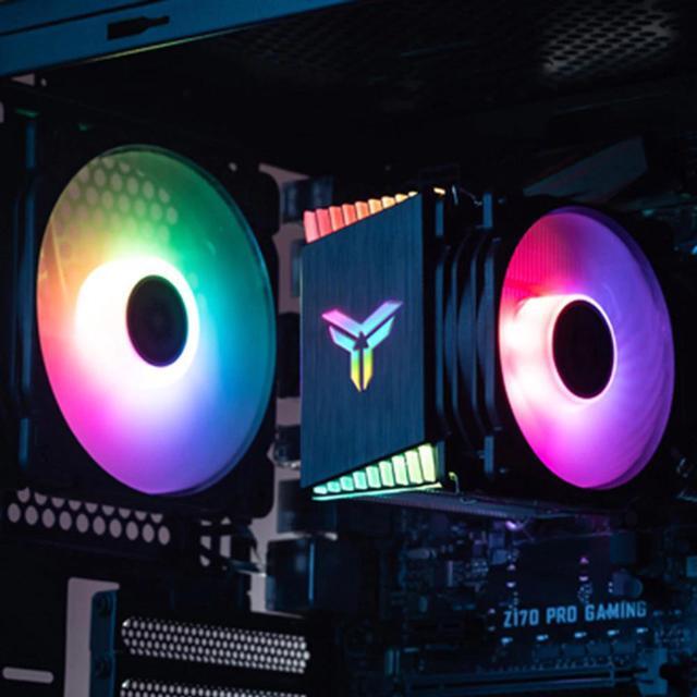 Alt view image 2 of 5 - CR1400 PWM 4Pin 12V PC LED Fan Cooling RGB 4 Heat-pipes CPU Cooler Computer Radiator for Intel 1151/1155/AM3/AM4