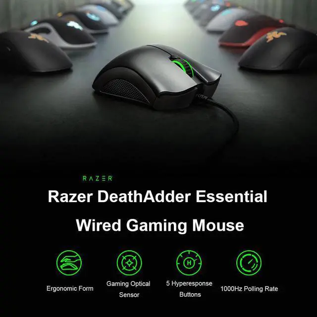 Alt view image 4 of 5 - DeathAdder Essential Wired Gaming Mouse 6400DPI Ergonomic Professional-Grade Optical Sensor  Mice For Computer Laptop