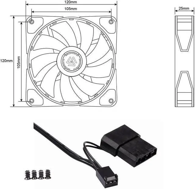 Alt view image 5 of 5 - PC Cooler Computer Case Fan Green LED 120mm Fan Cooling 12v 1300RPM 3-4pin cooler for cpu color red blue and green