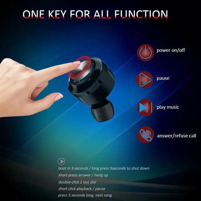 Alt view image 3 of 5 - True Wireless Bluetooth Earphones Mini TWS Bluetooth 5.0 In-Ear Wireless Bluetooth Earphones for Sports Earbuds Gaming