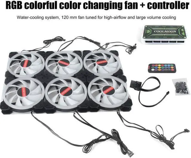 Alt view image 3 of 5 - PC Cooler Cooling Fan Double Ring 366 Modes RGB LED 120mm Fan Super Quiet Cooling Fan For CPU High-airflow