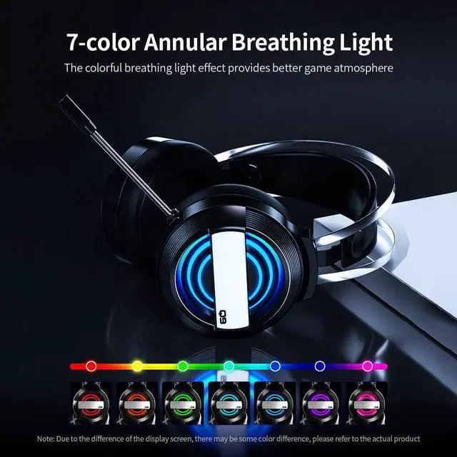 Alt view image 5 of 5 - Headset Wired  Headset with 360° Noise Reduction Microphone  or 7-color Breathing Light Headphone 3.5mm+USB