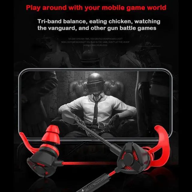 Alt view image 3 of 5 - Phone In-Ear Gaming Headphone with Mic Volume Control Heavy Bass Noise Reduction 3.5MM Headset,Black Green
