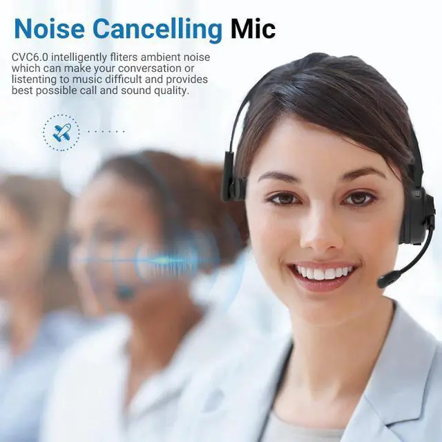 Alt view image 2 of 5 - H3B Call Center Bluetooth Headset Hands-free Wireless Headphones With Mic Noise Cancelling Skype Headset For Phone PC