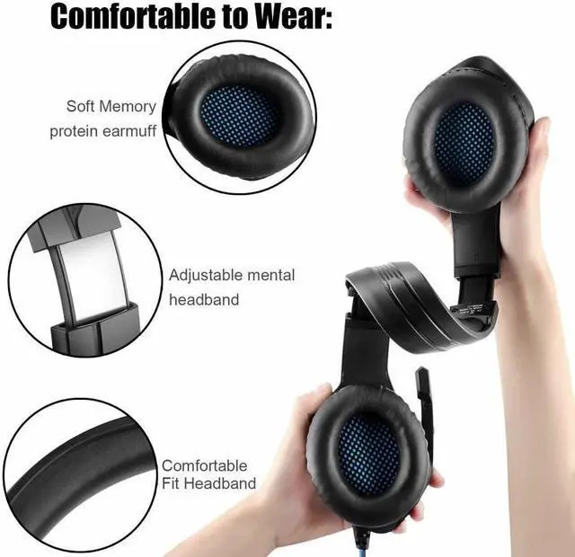 Alt view image 5 of 5 - Gaming Headset Headphones With Mic Gamer Earphone Surround Sound For Xbox One/PS4/mobile/PC/computer/laptop