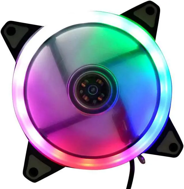 Alt view image 4 of 5 - 120mm LED Cooling Fan 12V 4Pin to 3Pin RGB Ultra Quiet Computer PC CPU Cooler QJY99