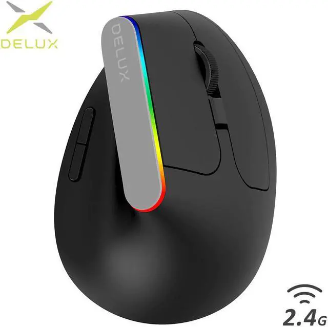 Main image of Delux M618C Wireless Mouse Ergonomic Vertical 6 Buttons Gaming Mouse RGB 1600 DPI Optical Mice With For PC Laptop